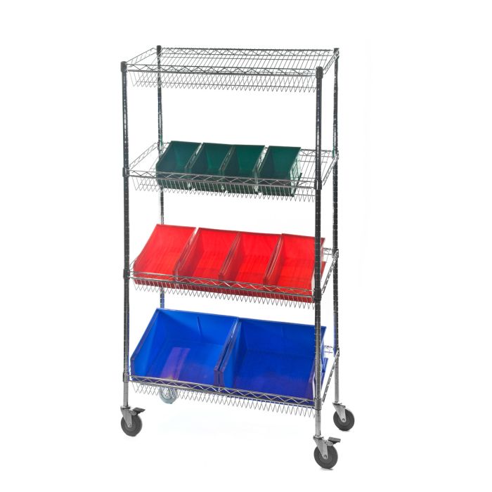 Eclipse Chrome Sloped Shelf 4-Tier Mobile